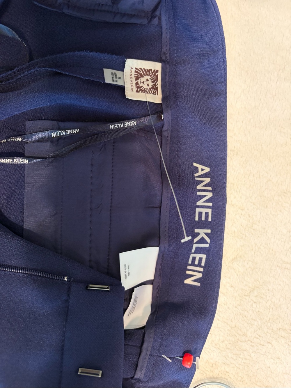 Anne Klein Navy Pants with Branded Waistband New Without Tag